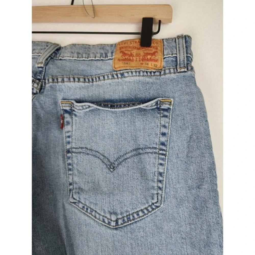 Levi Strauss 514 Blue Jeans Mens Size 34W 32L Straight‎ Fit Flex